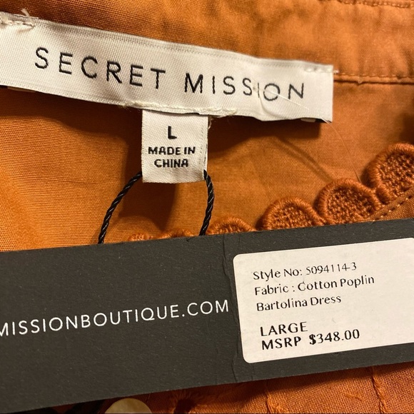 Secret Mission Bartolina Ruffled Dusty Orange Dress NWT - Picture 8 of 10